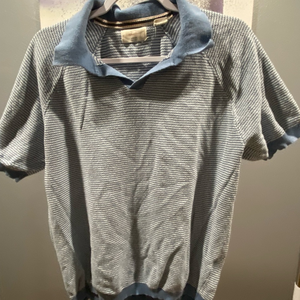 Weatherproof Vintage Textured Blue Polo Shirt